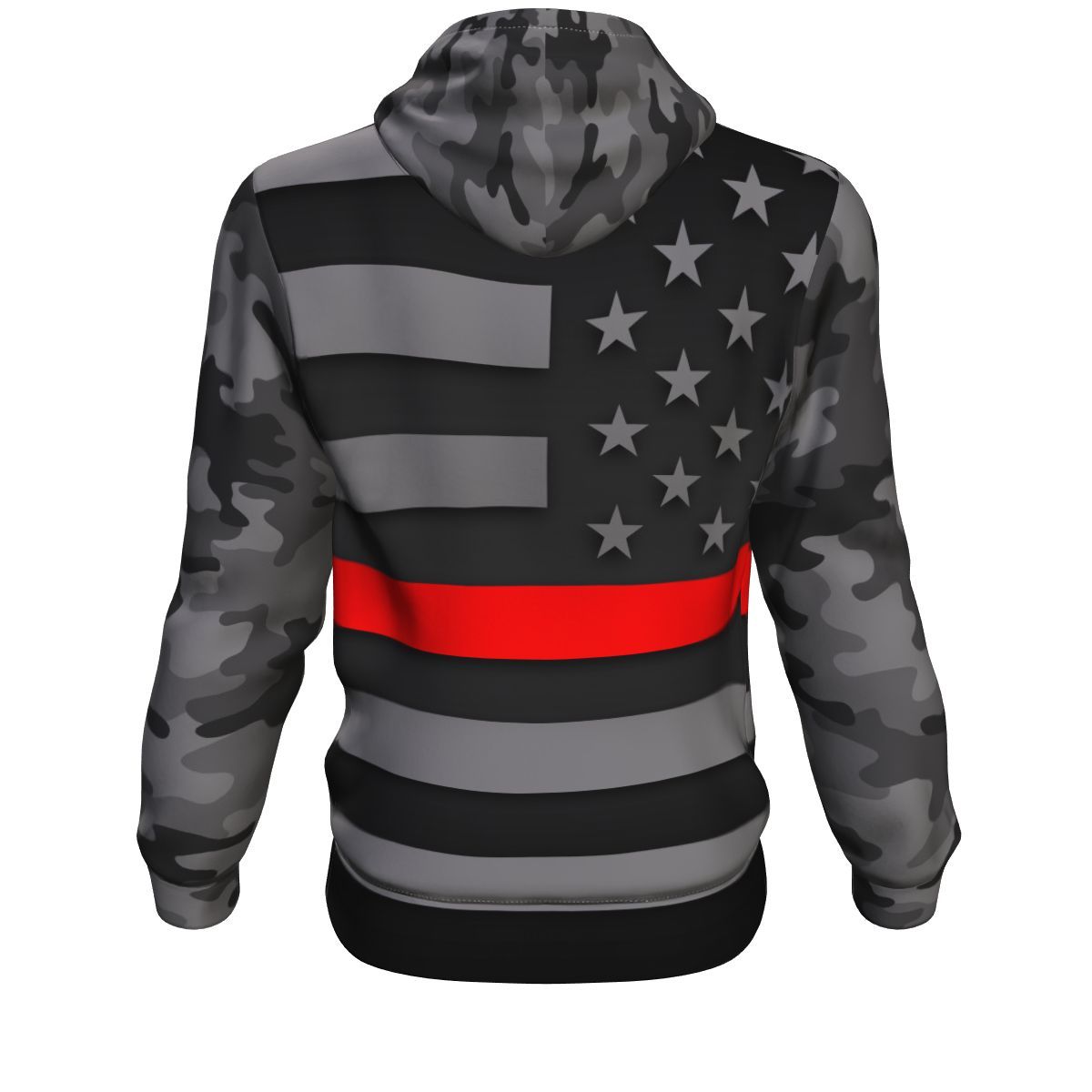 Thin Red Line Camo Unisex Pullover Hoodie GearFrost
