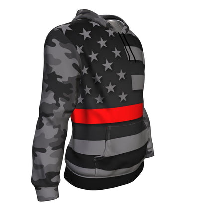 Thin Red Line Camo Unisex Pullover Hoodie GearFrost