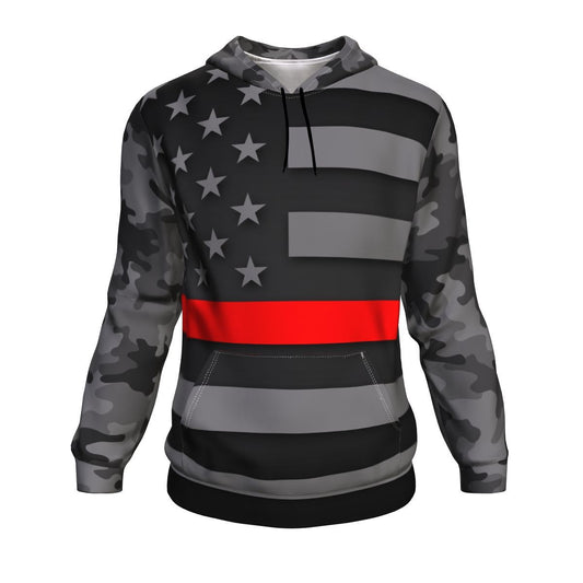 Thin Red Line Camo Unisex Pullover Hoodie GearFrost