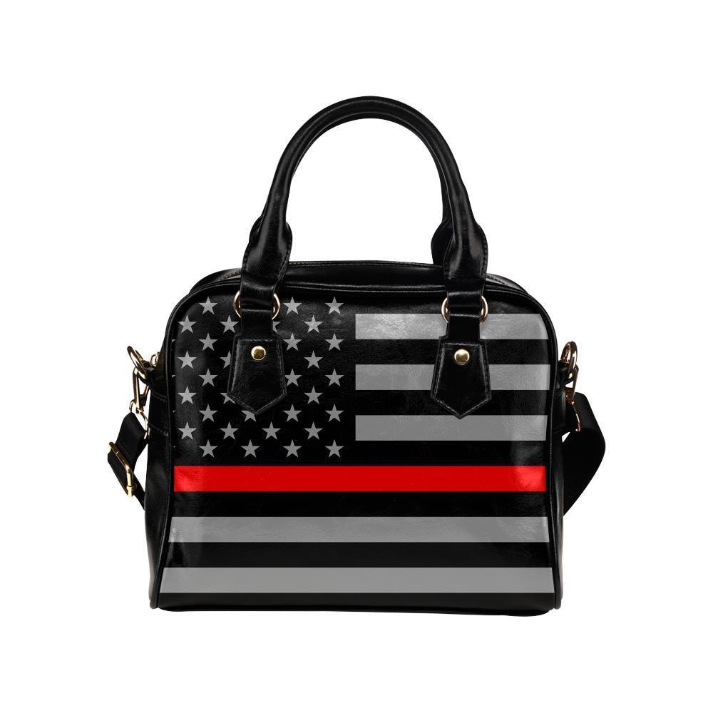 Thin Red Line Leather Shoulder Handbag GearFrost