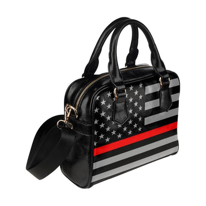 Thin Red Line Leather Shoulder Handbag GearFrost