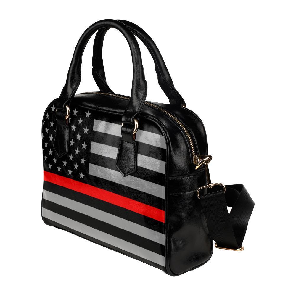Thin Red Line Leather Shoulder Handbag GearFrost