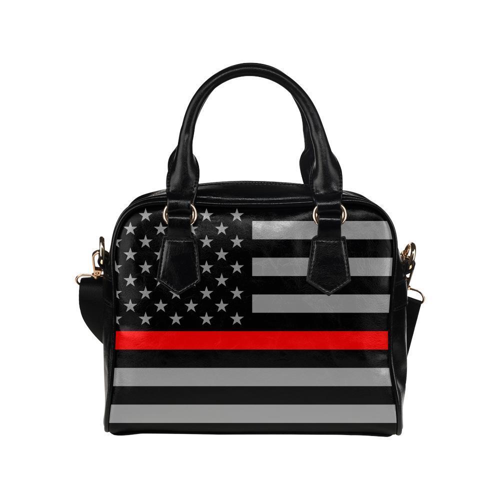 Thin Red Line Leather Shoulder Handbag GearFrost