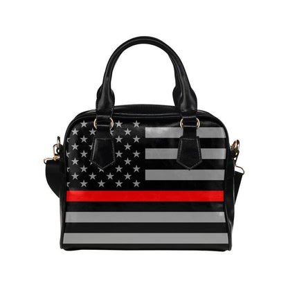 Thin Red Line Leather Shoulder Handbag GearFrost