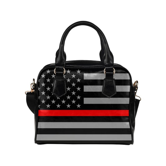 Thin Red Line Leather Shoulder Handbag GearFrost
