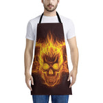 Three Flaming Skull Print Apron