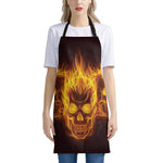 Three Flaming Skull Print Apron