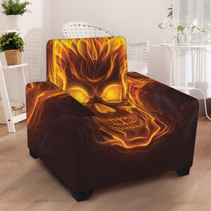 Three Flaming Skull Print Armchair Slipcover