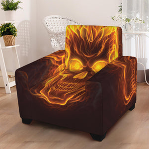 Three Flaming Skull Print Armchair Slipcover