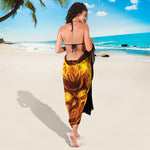 Three Flaming Skull Print Beach Sarong Wrap