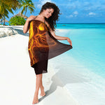 Three Flaming Skull Print Beach Sarong Wrap