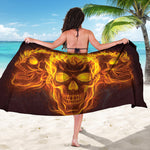 Three Flaming Skull Print Beach Sarong Wrap