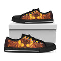 Three Flaming Skull Print Black Low Top Sneakers