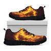 Three Flaming Skull Print Black Sneakers