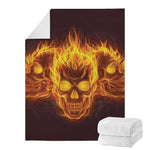 Three Flaming Skull Print Blanket
