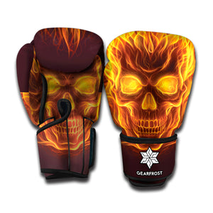 Three Flaming Skull Print Boxing Gloves