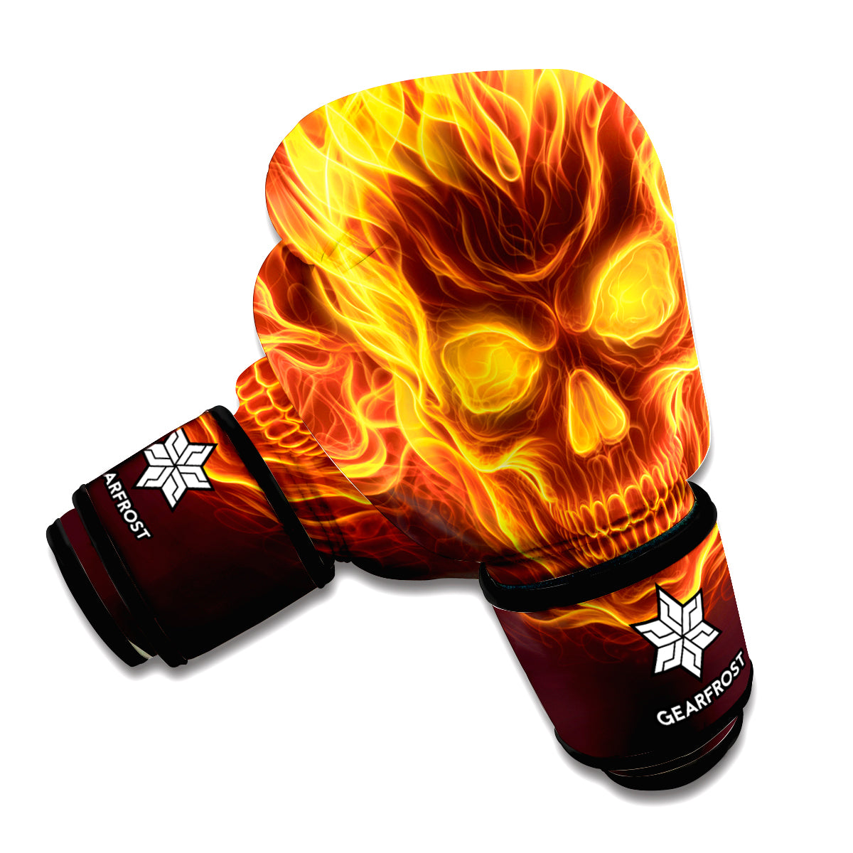 Three Flaming Skull Print Boxing Gloves