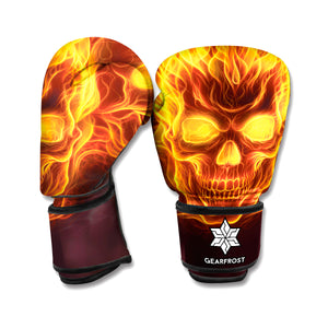 Three Flaming Skull Print Boxing Gloves