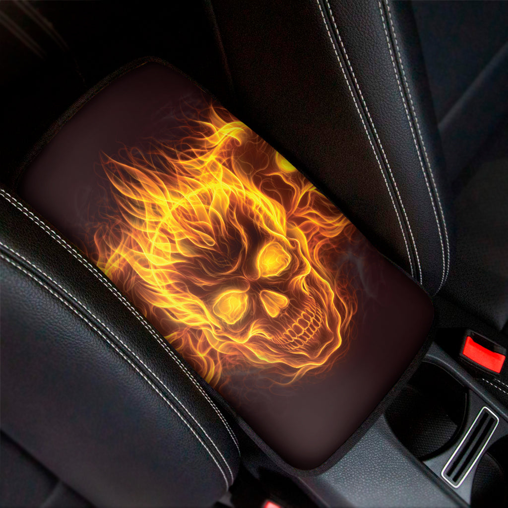 Three Flaming Skull Print Car Center Console Cover