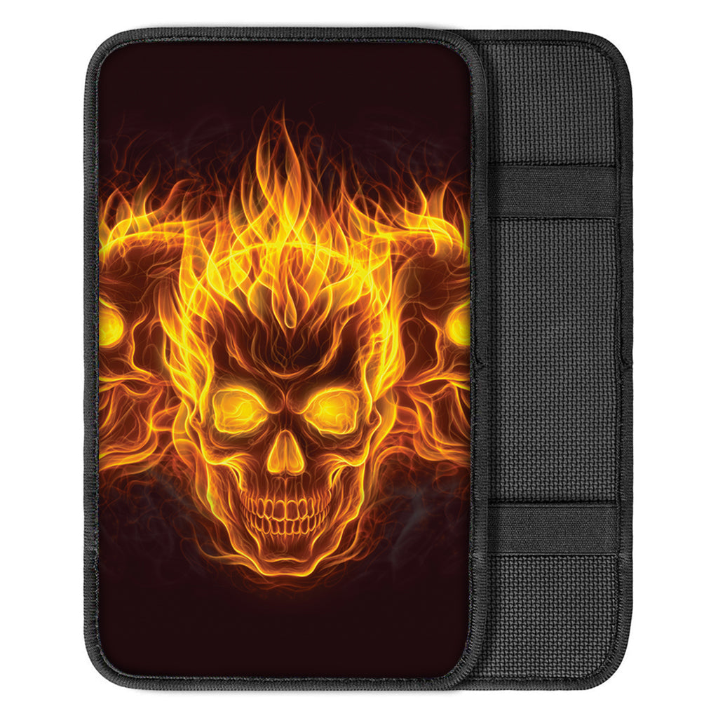 Three Flaming Skull Print Car Center Console Cover