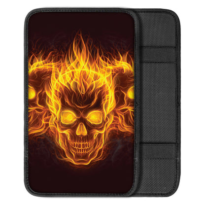 Three Flaming Skull Print Car Center Console Cover