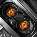 Three Flaming Skull Print Car Coasters