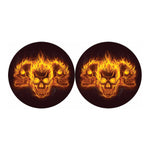 Three Flaming Skull Print Car Coasters