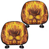 Three Flaming Skull Print Car Headrest Covers