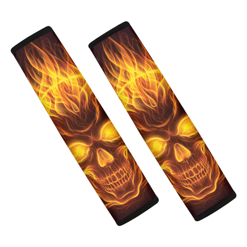 Three Flaming Skull Print Car Seat Belt Covers