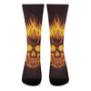 Three Flaming Skull Print Crew Socks