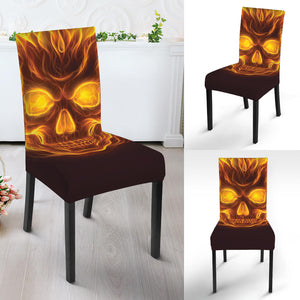 Three Flaming Skull Print Dining Chair Slipcover