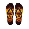 Three Flaming Skull Print Flip Flops