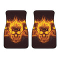 Three Flaming Skull Print Front Car Floor Mats