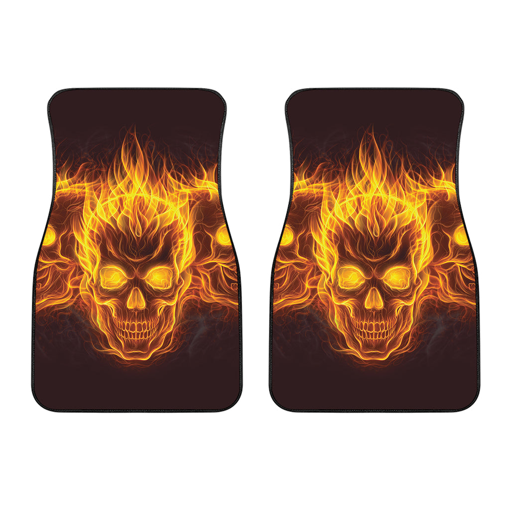 Three Flaming Skull Print Front Car Floor Mats