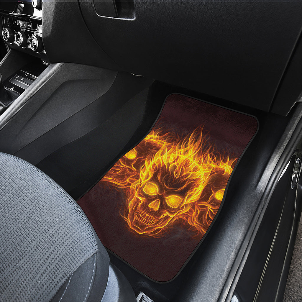 Three Flaming Skull Print Front Car Floor Mats