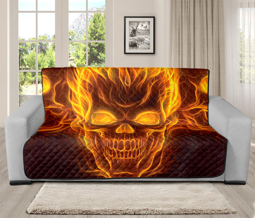 Three Flaming Skull Print Futon Protector