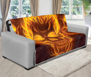 Three Flaming Skull Print Futon Protector