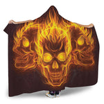 Three Flaming Skull Print Hooded Blanket