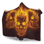 Three Flaming Skull Print Hooded Blanket