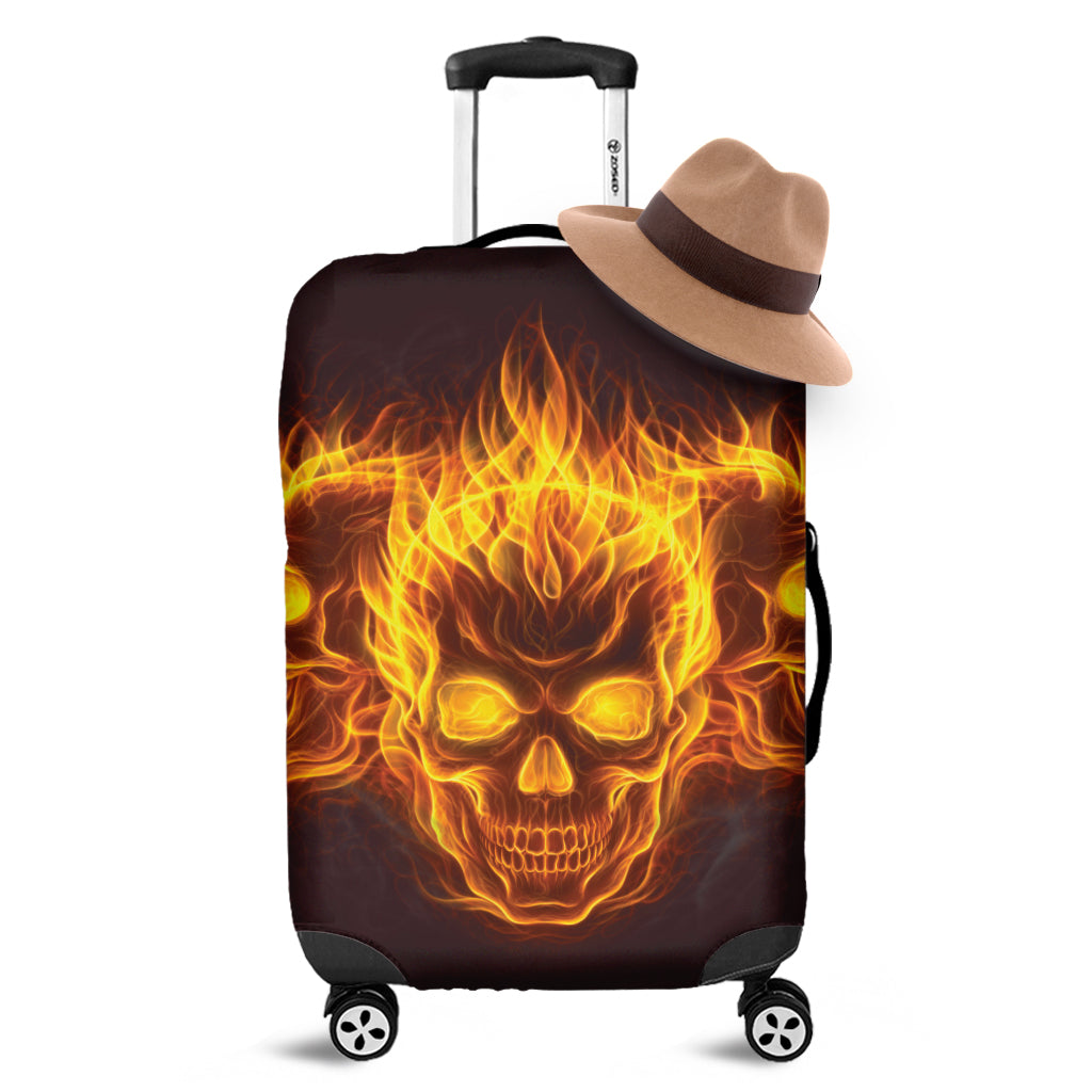 Three Flaming Skull Print Luggage Cover