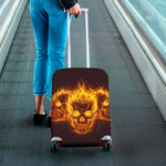 Three Flaming Skull Print Luggage Cover
