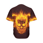 Three Flaming Skull Print Men's Baseball Jersey