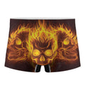 Three Flaming Skull Print Men's Boxer Briefs