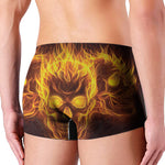 Three Flaming Skull Print Men's Boxer Briefs