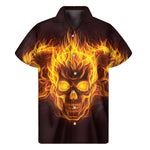 Three Flaming Skull Print Men's Short Sleeve Shirt