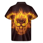 Three Flaming Skull Print Men's Short Sleeve Shirt