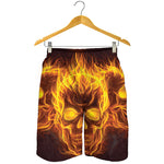 Three Flaming Skull Print Men's Shorts