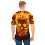 Three Flaming Skull Print Men's T-Shirt