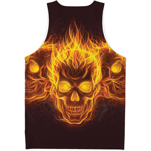 Three Flaming Skull Print Men's Tank Top