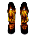 Three Flaming Skull Print Muay Thai Shin Guard